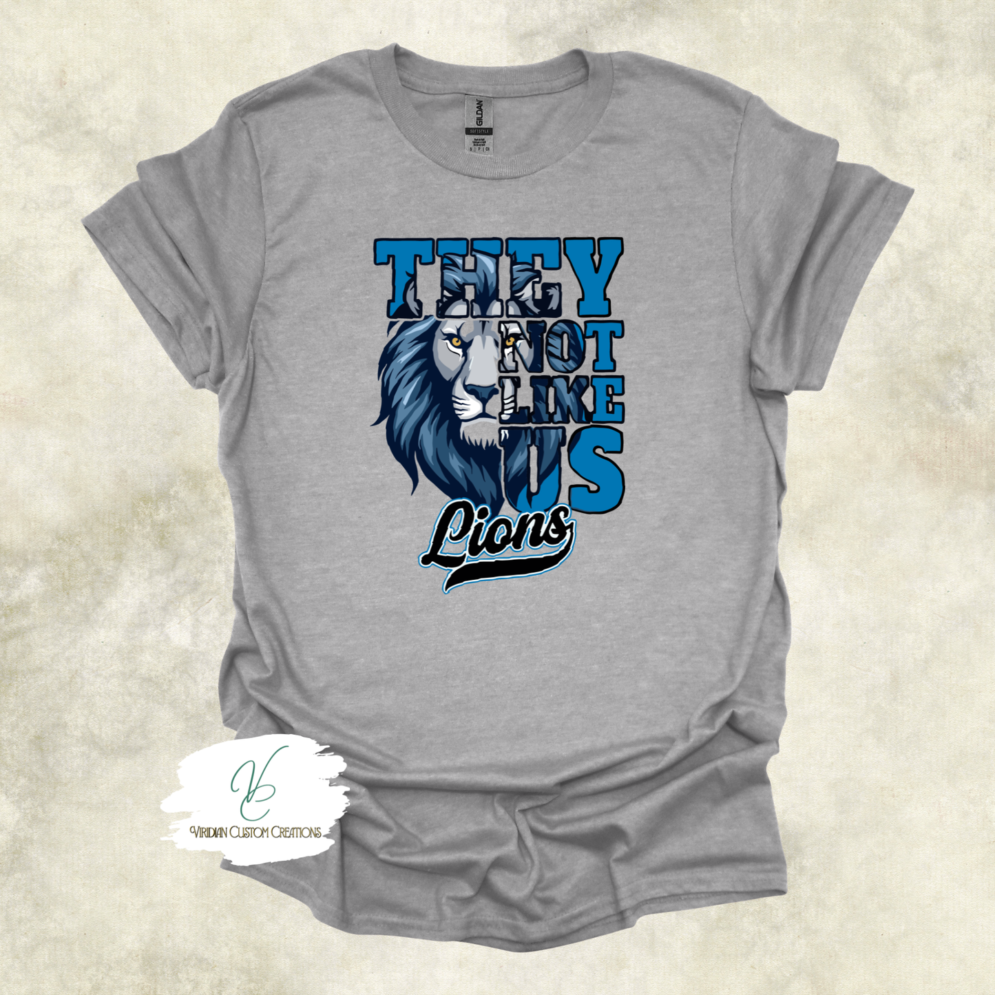 "They Not Like Us" Detroit Lions Fan T-Shirt – Bold Blue Lion Design
