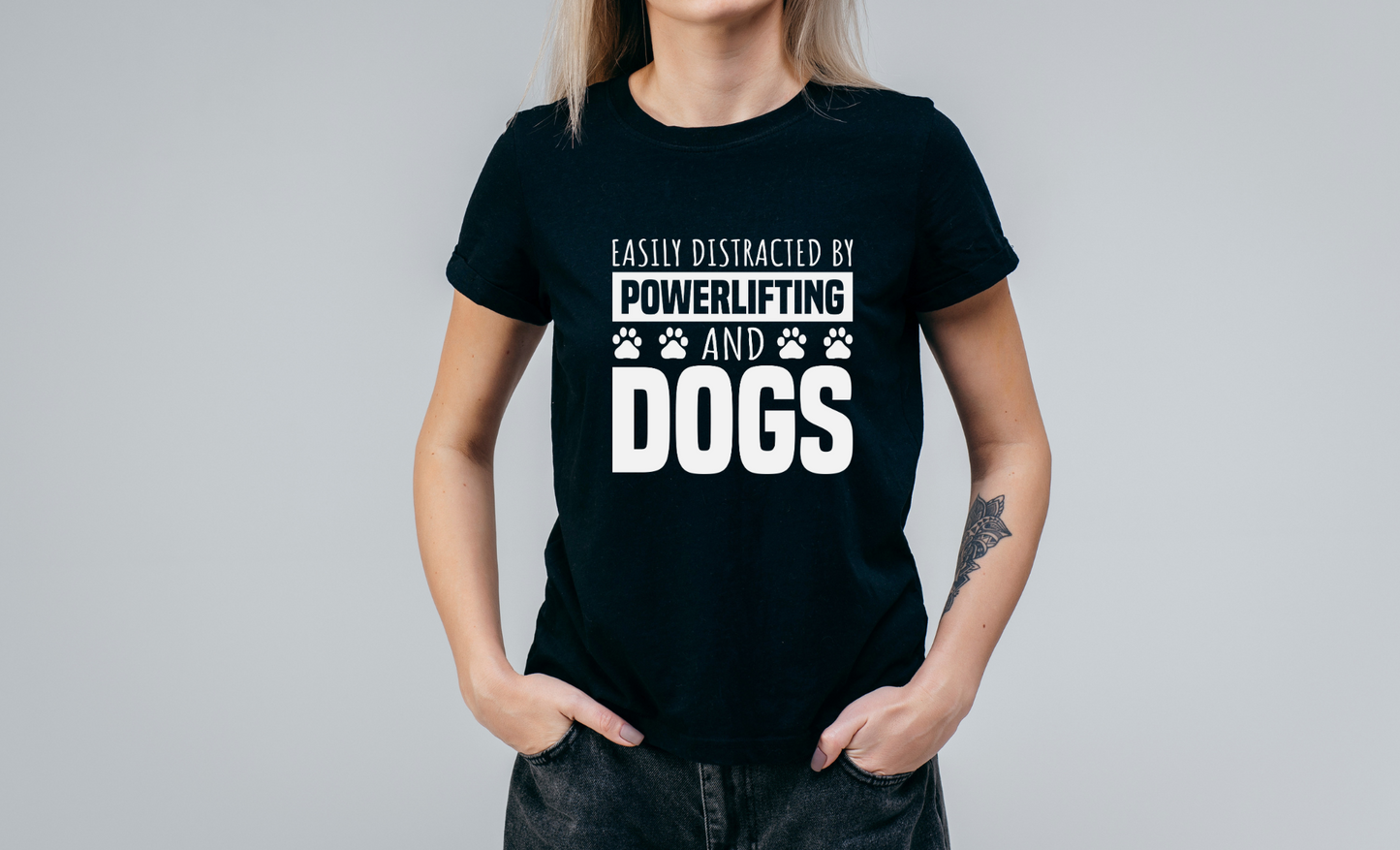 Easily Distracted by Powerlifting and Dogs Tee – Fun Shirt for Lifters & Dog Lovers