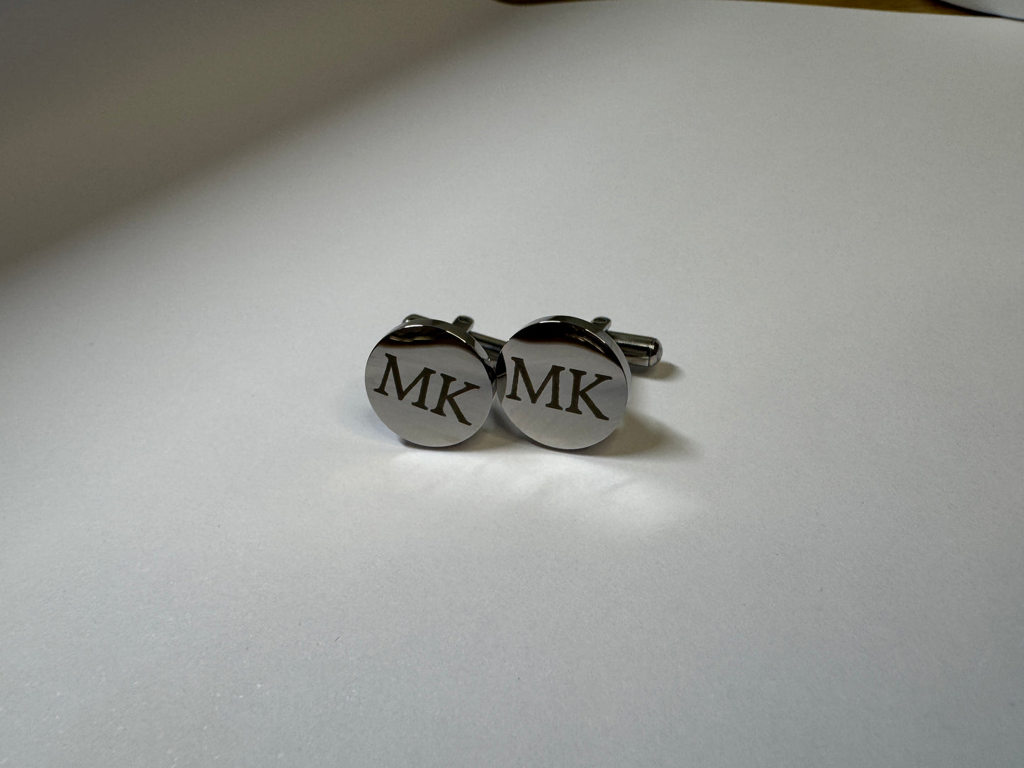 Personalized Laser Etched Metal Cuff Links – Custom Initials, Date, or Logo – Groomsmen, Groom, Father of the Bride Gift