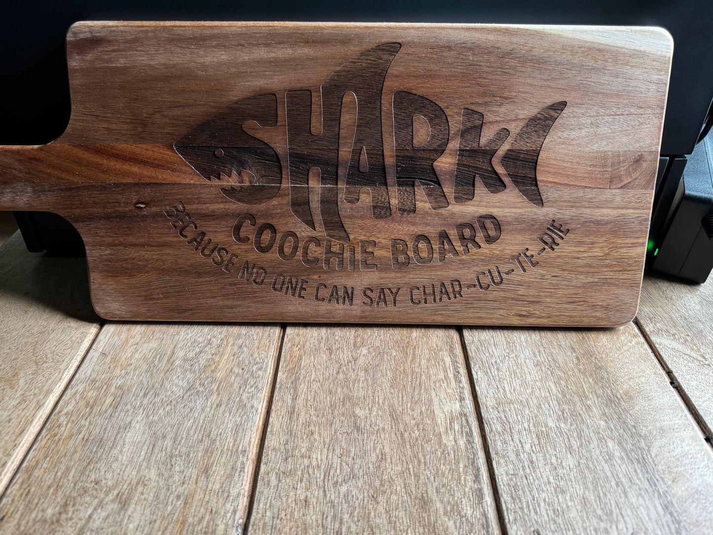 🦈 Shark Coochie Board – Funny Charcuterie Board | Engraved Acacia Wood Cutting Board