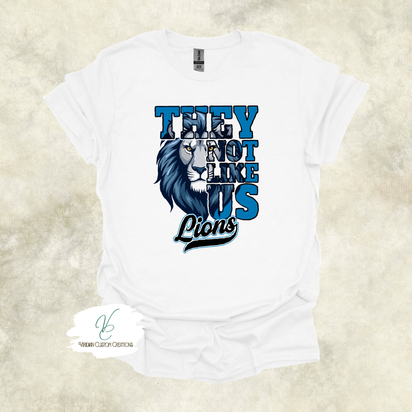 "They Not Like Us" Detroit Lions Fan T-Shirt – Bold Blue Lion Design