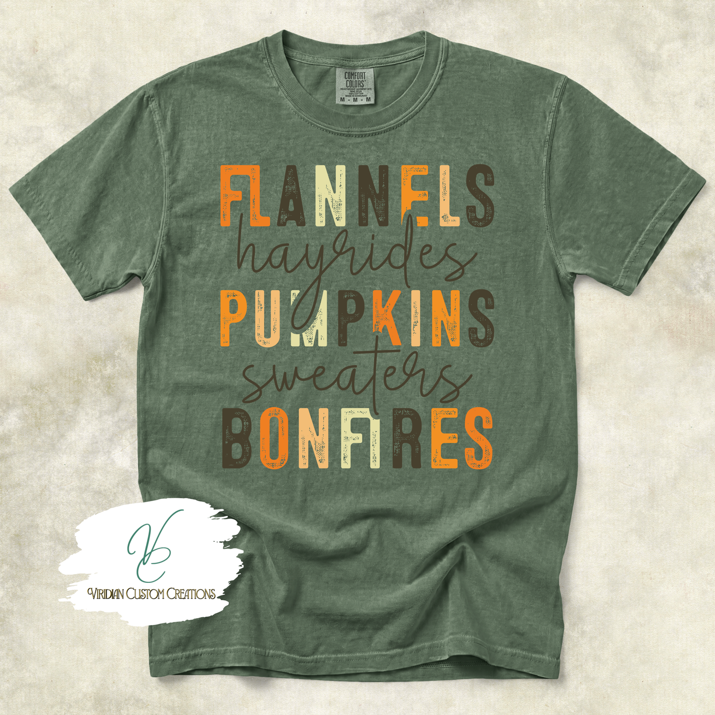 Flannels, Pumpkins, Bonfires - Comfort Colors Unisex Tee
