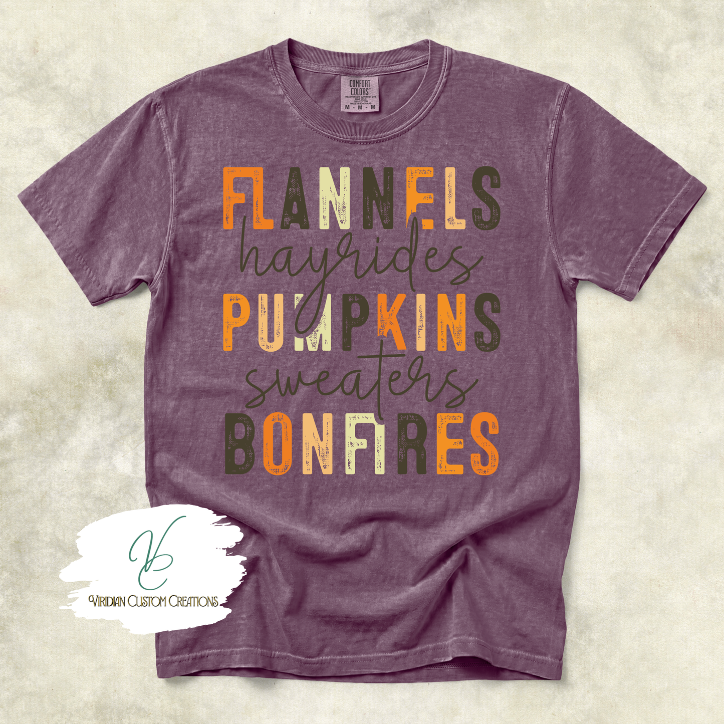 Flannels, Pumpkins, Bonfires - Comfort Colors Unisex Tee