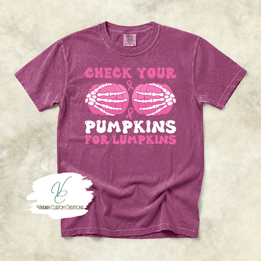 Check your Lumpkins - Breast Cancer Awareness - Comfort Colors Unisex Tee