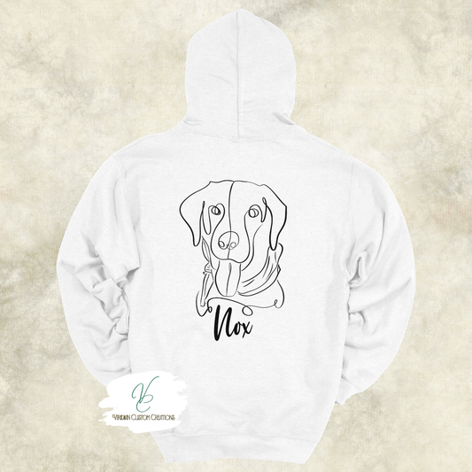 Custom Line Drawing Pet Portrait Hoodie