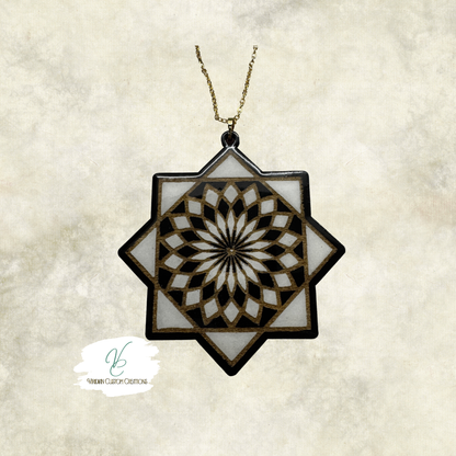 Custom Flowstar Necklace – Hand-Painted, Laser-Cut Wood Pendant with Acrylic Finish