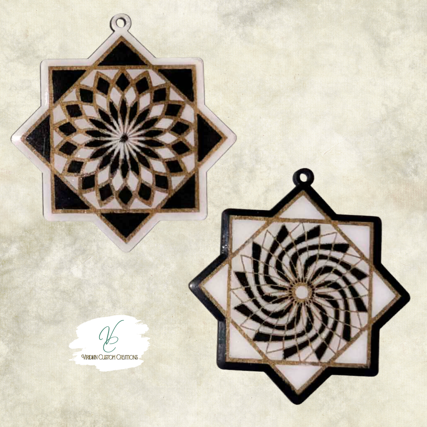 Custom Flowstar Necklace – Hand-Painted, Laser-Cut Wood Pendant with Acrylic Finish