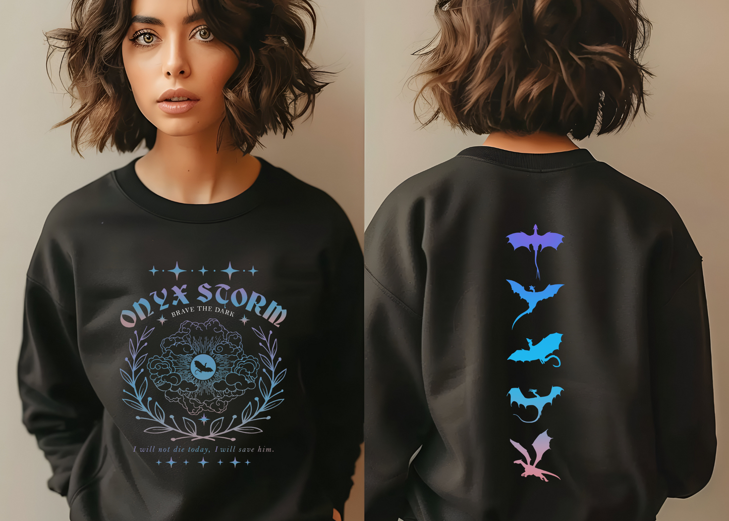 Onyx Storm Crewneck Sweatshirt or T-Shirt – Fourth Wing Book Series Inspired Apparel