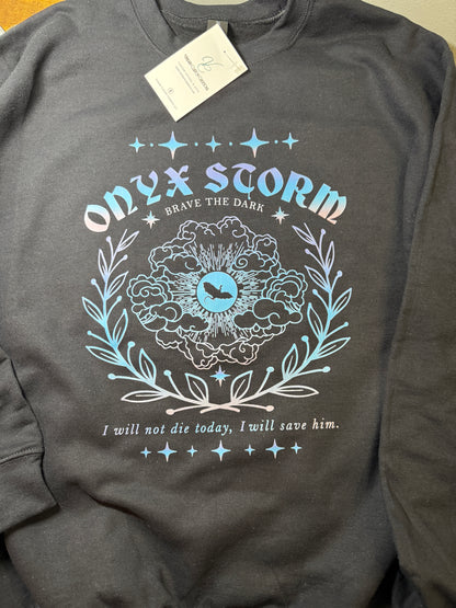 Onyx Storm Crewneck Sweatshirt & Iridescent Tumbler Set – Fourth Wing Book Series Inspired