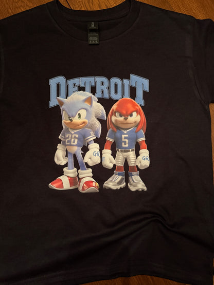 Detroit Lions Football- Sonic and Knuckles- Unisex Adult Tee