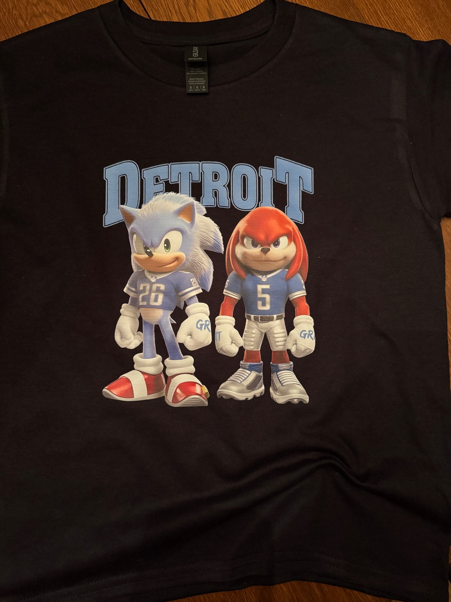 Detroit Lions Football- Sonic and Knuckles- Unisex Youth Tshirt