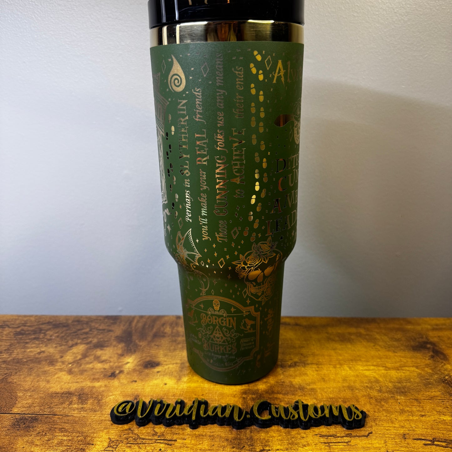 The Ambitious Serpent 40oz Tumbler - Emerald & Silver Full Wrap