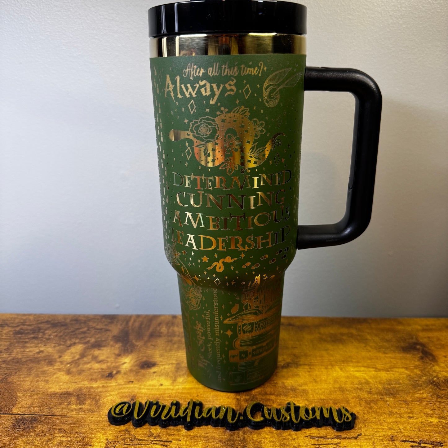 The Ambitious Serpent 40oz Tumbler - Emerald & Silver Full Wrap